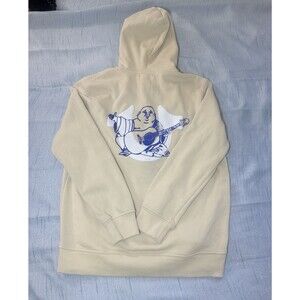 True Religion Overlap Buddha Zip Hoodie XL Ivory Overlap Logo HTF Sold Out